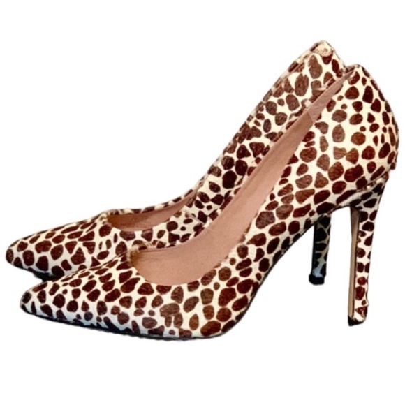 Vince Camuto - Spotted Snow Cheetah Pony Hair Heels - Picture 1 of 5